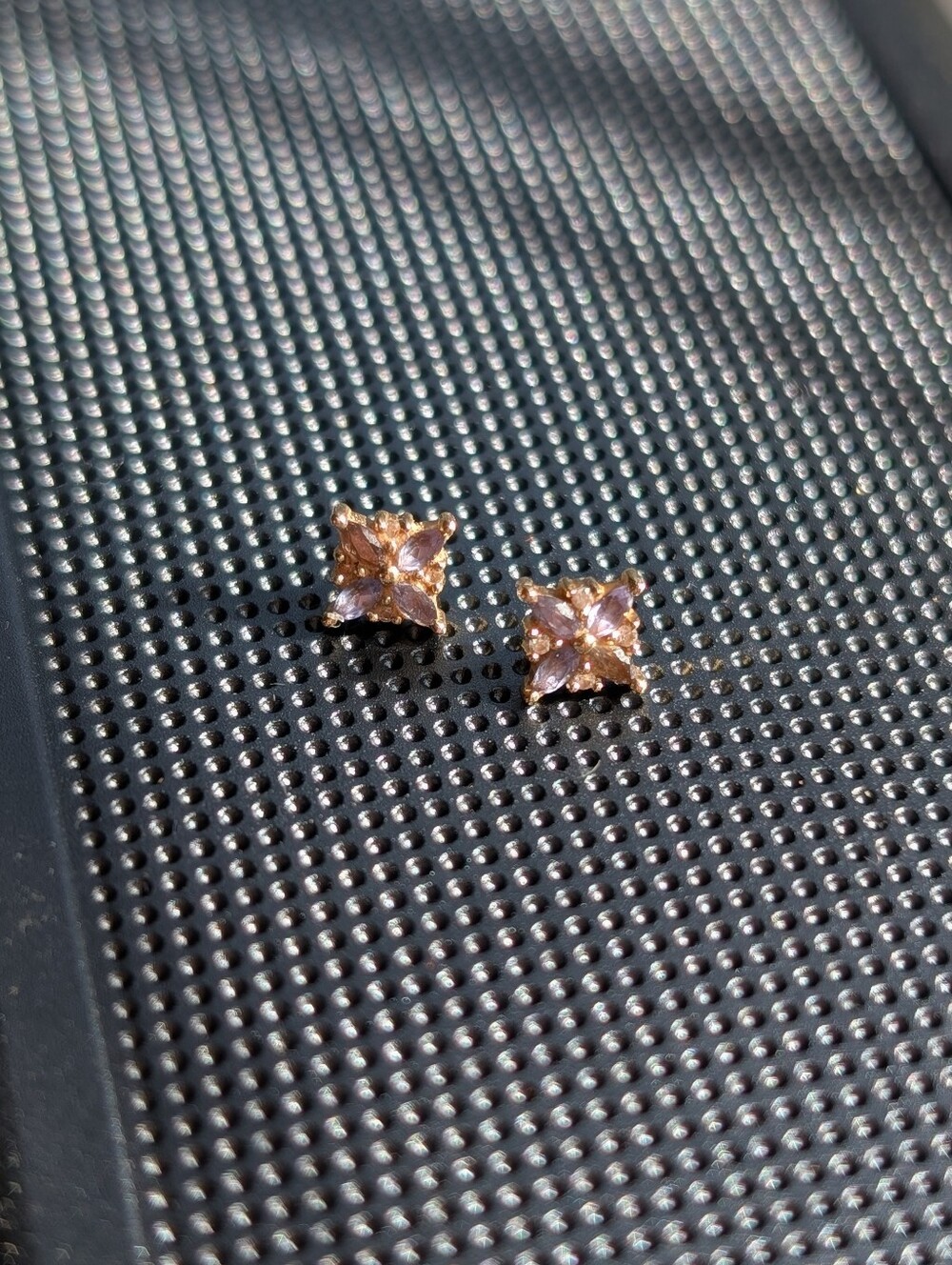BVLA Tiny Pleades tanzanite + white Swarovski, 14k yellow gold, threadless PAIR